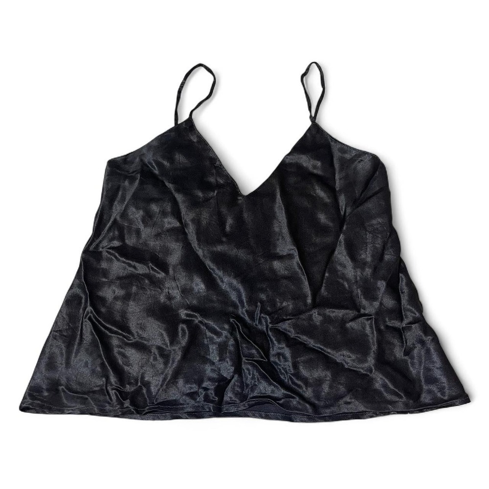 vintage black satin cami top